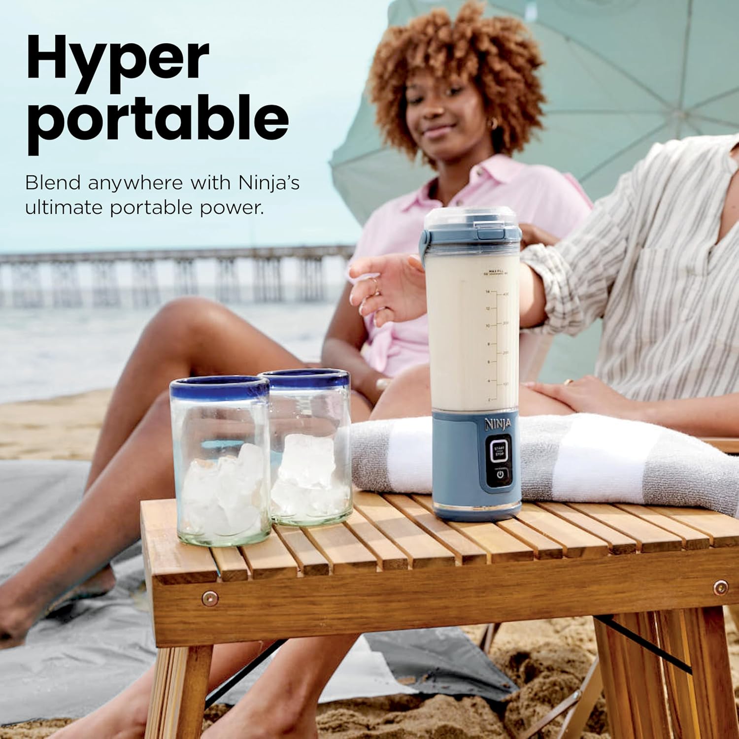 Ninja BC151WH Blast Portable Blender, Cordless, 18oz. Vessel, Personal Blender-for Shakes & Smoothies, BPA Free, Leakproof-Lid & Sip Spout, USB-C Rechargeable, Dishwasher Safe Parts, White
