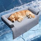 GGIB Cooling Dog Bed Mat with Bolster Pillow Washable Dog Couch Cover Breathable Summer Pet Couch Bed Protector Indoor(Large, Cooling Grey)