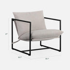Zinus Aidan Sling Accent Chair, Metal Framed Armchair with Shredded Foam Cushioning, Oatmeal