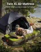 iDOO Portable Camping Essentials Mattress, 10" Twin XL Air Mattress with Cordless Rechargeable Pump, 2-in-1 Fast Inflation, Built-in LED Light, USB Charging, Retractable Camping Cot Sleeping Pad