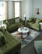Signature Design by Ashley Bixler Sofa, No Assembly Required, Olive Green Chenille Upholstered 3-Seater Couch, Anti-Sag Platform Foundation, Button-Tufted Back, Living Room Furniture, 79 Inches