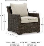 Signature Design by Ashley Brook Ranch Casual Nuvella Weather Resistant Fabric Outdoor Lounge Chair with Cushion, Dark Brown & Beige