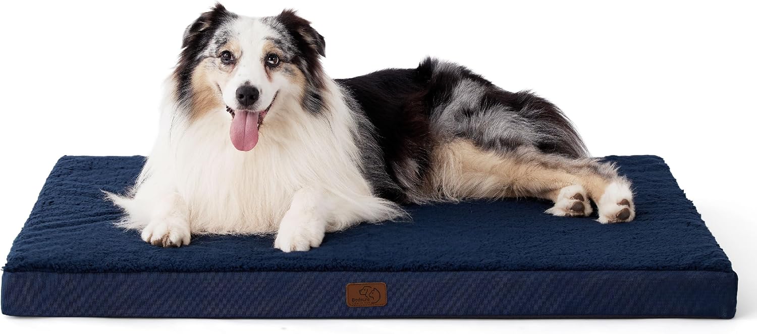 Bedsure Cooling Dog Bed for Crate, Large Breathable Pet Summer Bed, 35 Inch | Orthopedic Egg Crate Foam, Cold Summer Pad Mat, Non-Slip Bottom, Comfy Removable Washable Cover, For Pets Up to 50 lbs
