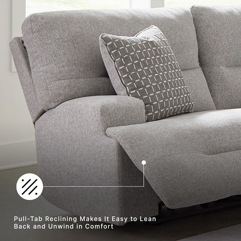 Signature Design by Ashley Acklen Place 3-Piece Power Reclining Sectional, Zero Gravity Recline and Adjustable Headrests, Next-Gen Nuvella Performance Fabric for Living Room Relaxation, Pewter Gray
