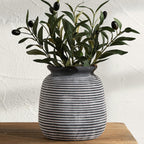Ceramic Rustic Vase,7.48" Flowers Pottery Vases Home Decor Round Wide-Mouth Farmhouse Decorative Vase for Flowers Pampas for Table Living Room Entryway Mantel Shelf Kitchen Bathroom Bedroom