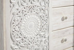 Signature Design by Ashley Paxberry Boho 5 Drawer Dressing Chest with Slider Door & 3 Adjustable Shelves, Whitewash