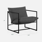 Zinus Aidan Sling Accent Chair, Metal Framed Armchair with Shredded Foam Cushioning, Dark Grey