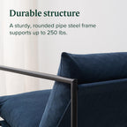 Zinus Aidan Sling Accent Chair, Metal Framed Armchair with Shredded Foam Cushioning, Navy