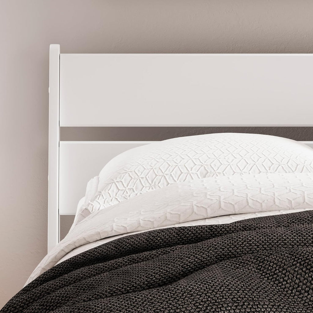 Signature Design by Ashley Socalle Full Panel Headboard, Matte White Finish, Engineered Wood Construction, Ideal for Kids and Youth Bedrooms