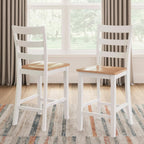 Signature Design by Ashley Gesthaven Counter Height Bar Stool, Set of 2, 24.25" Stools with Ladder Back, Solid Wood Frame, Contoured Mango Wood Veneer Seat, Kitchen Island Dining, Natural and White