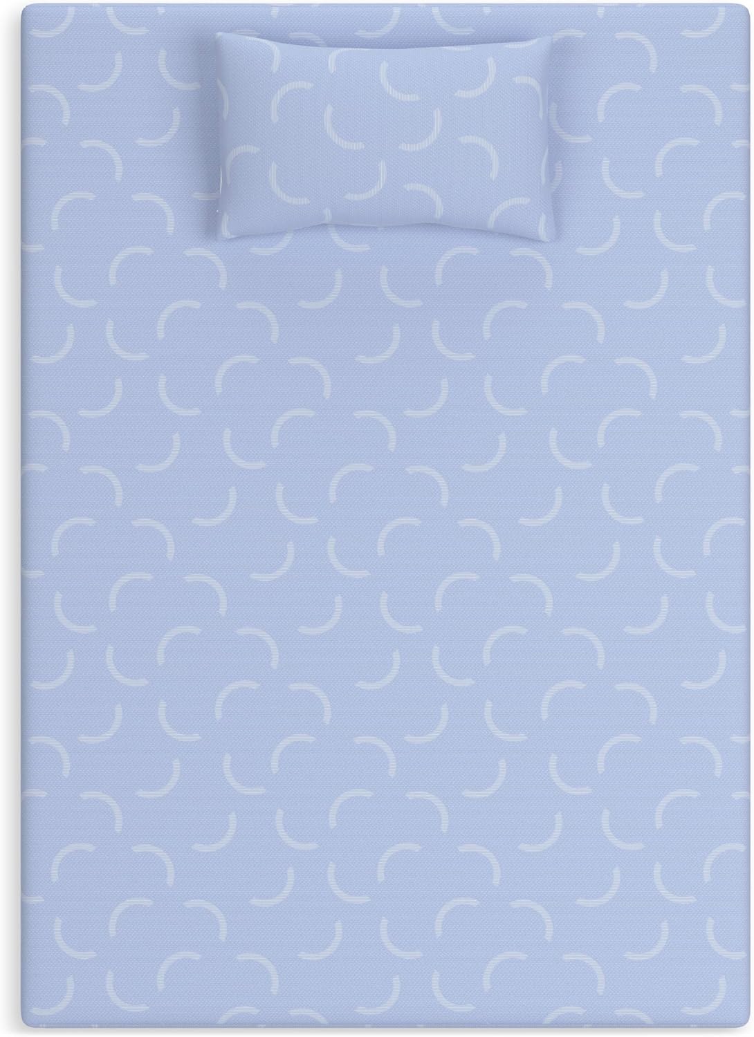 Signature Design by Ashley Full Size iKidz 7 Inch Firm Gel Memory Foam Mattress with Stretch Knit Cover & Pillow Included, Blue Ocean, Fiberglass-Free, Mattress in A Box