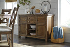 Signature Design by Ashley Moriville Dining Server, Rustic Sideboard Buffet Cabinet, 56" W, Grayish Brown, Storage for Kitchen & Dining Room