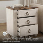 Signature Design by Ashley Willowton Farmhouse 2 Drawer Nightstand with USB Charging Ports, 25.67" Tall, Whitewash