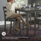 Signature Design by Ashley Bridson 5-Piece Counter Height Dining Table Set, Space-Saving Square Design, Solid Wood, Engineered Wood, and Birch Veneer Construction, Gray