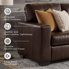Signature Design by Ashley Santorine Transitional Tufted Leather Match Sofa, Dark Brown