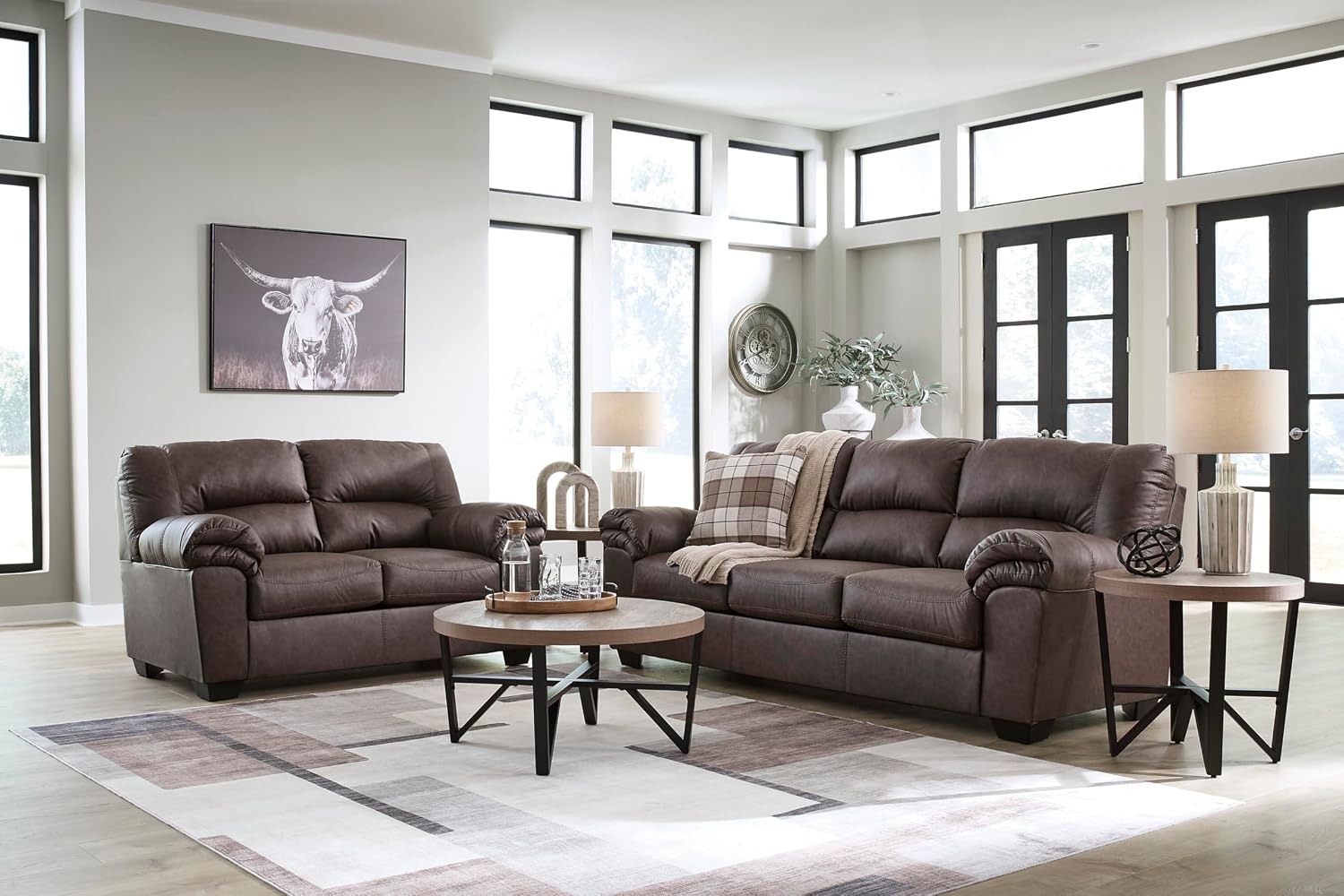 Signature Design by Ashley WalkerPoint Contemporary Sofa with Removable Cushion, Dark Brown