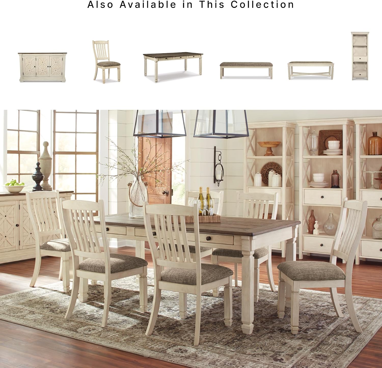 Signature Design by Ashley Bolanburg 20" Upholstered Dining Room Chair, Set of 2, Antique White