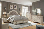Signature Design by Ashley Realyn French Country 7 Drawer Dresser, Two-Tone Chipped White and Distressed Wood Finish, Smooth-Gliding Bedroom Storage, Ideal for Master Suites, 64" W