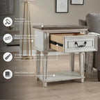 Signature Design by Ashley Realyn Traditional Cottage 1 Drawer Nightstand with Dovetail Construction & Open Display Shelf, Chipped White, 27" Tall, Distressed Brown