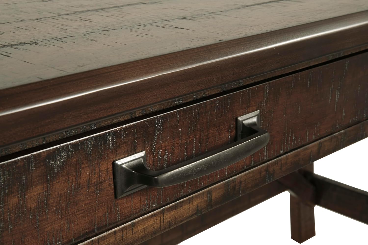 Signature Design by Ashley Baldridge Home Office Desk With Drawers, Rustic Industrial,Wood Construction, Smooth-Gliding Storage for Workspaces, Ideal for Home Offices, Brown