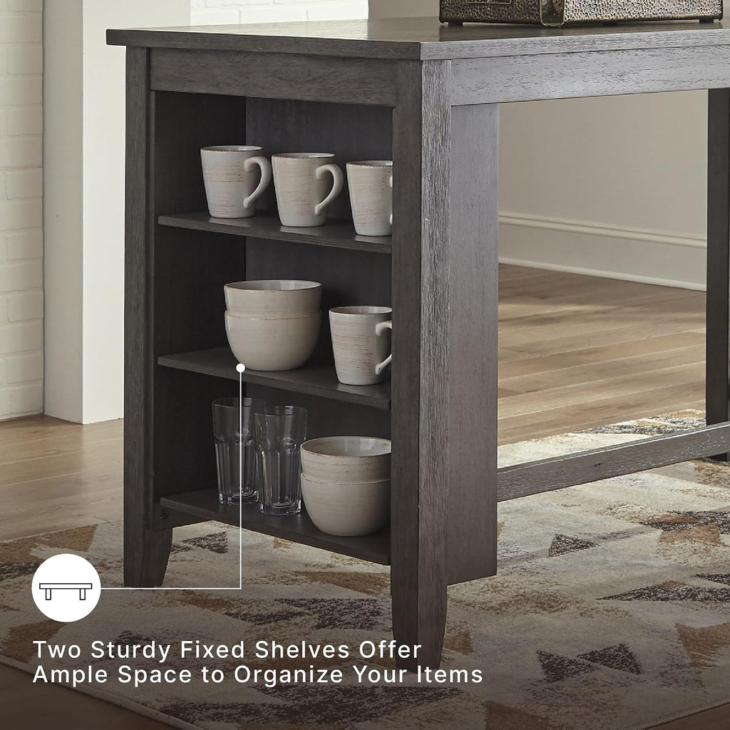Signature Design by Ashley Caitbrook Dining Table, Counter Height Table With Shelves, Wood Construction In Antiqued Gray Wash, Space‑Saving For Small Rooms And Kitchens
