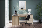 Signature Design by Ashley Battelle Scandinavian 60" Home Office Desk with Return, Drawer and Cabinet, Light Brown