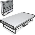 Milliard Deluxe Diplomat Folding Bed with Mattress for Adults, Twin Size, Portable Foldable Bed with Luxurious Memory Foam Mattress & Super Strong Frame, 75” x 38", Fold Up, Roll Away, & Hideaway