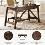Signature Design by Ashley Baldridge Home Office Desk With Drawers, Rustic Industrial,Wood Construction, Smooth-Gliding Storage for Workspaces, Ideal for Home Offices, Brown