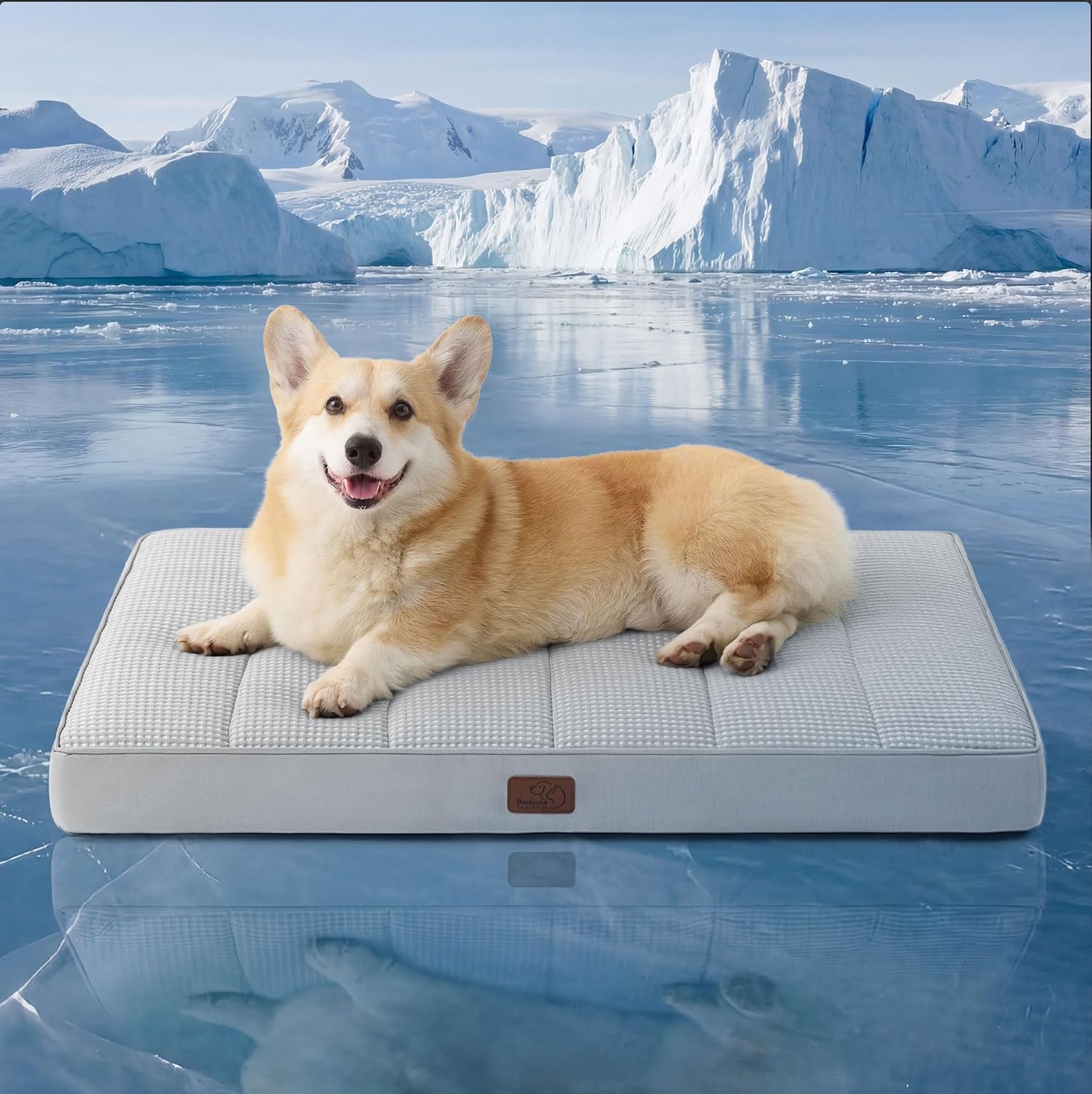 Bedsure Cooling Dog Bed for Crate, Large Breathable Pet Summer Bed, 35 Inch | Orthopedic Egg Crate Foam, Cold Summer Pad Mat, Non-Slip Bottom, Comfy Removable Washable Cover, For Pets Up to 50 lbs
