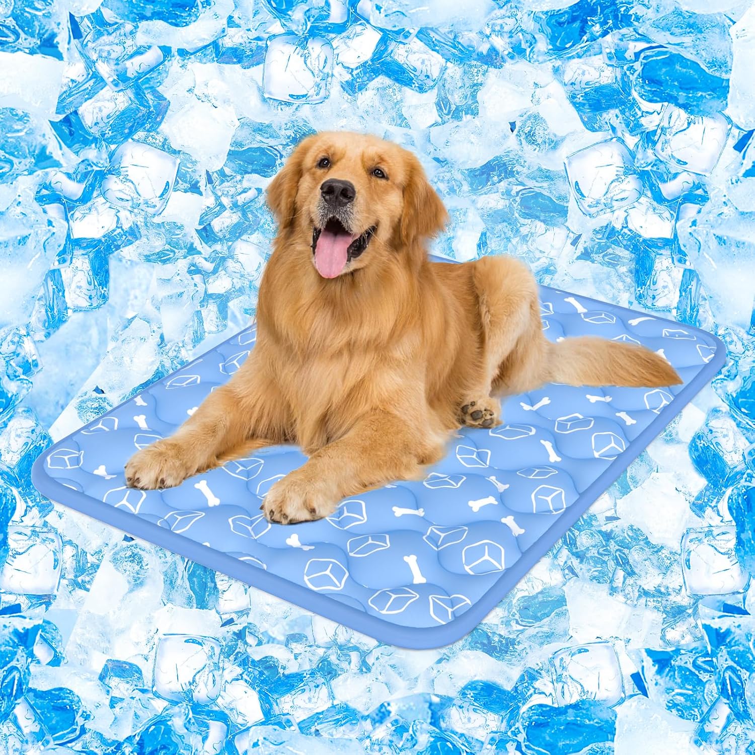 Rywell Dog Cooling Mat 2.0, Elegant Grey, 44"*32" Thick & Durable Cooling Mat for Extra Large Dogs, Extended Cooling with Waterproof & Color-Changing Arc-Chill Fiber (Q-Max>0.5), Ideal for Summer