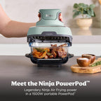 Ninja Crispi 4-in-1 Glass Air Fryer | With Non-Toxic 4QT & 6-Cup Glass Containers & Lids | Microwave, Freezer, Dishwasher Safe | 450°F Max Temp |1500 Watt | Green | FN101SG
