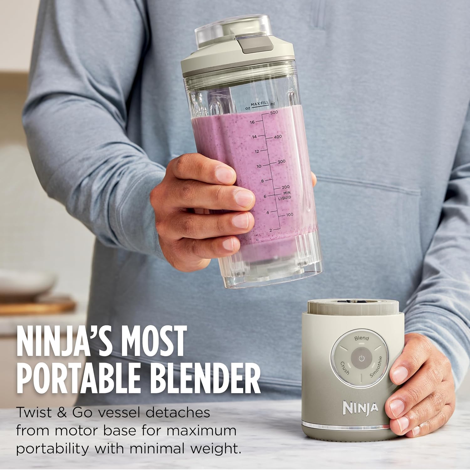 Ninja Blast Max, Portable Blender + Twist & Go, Personal Smoothie, Blend, Ice Crush, 3 Programs, Cordless, 22oz removable Vessel, Dishwasher Safe, Leakproof, Lavender/Teal, BC251PU