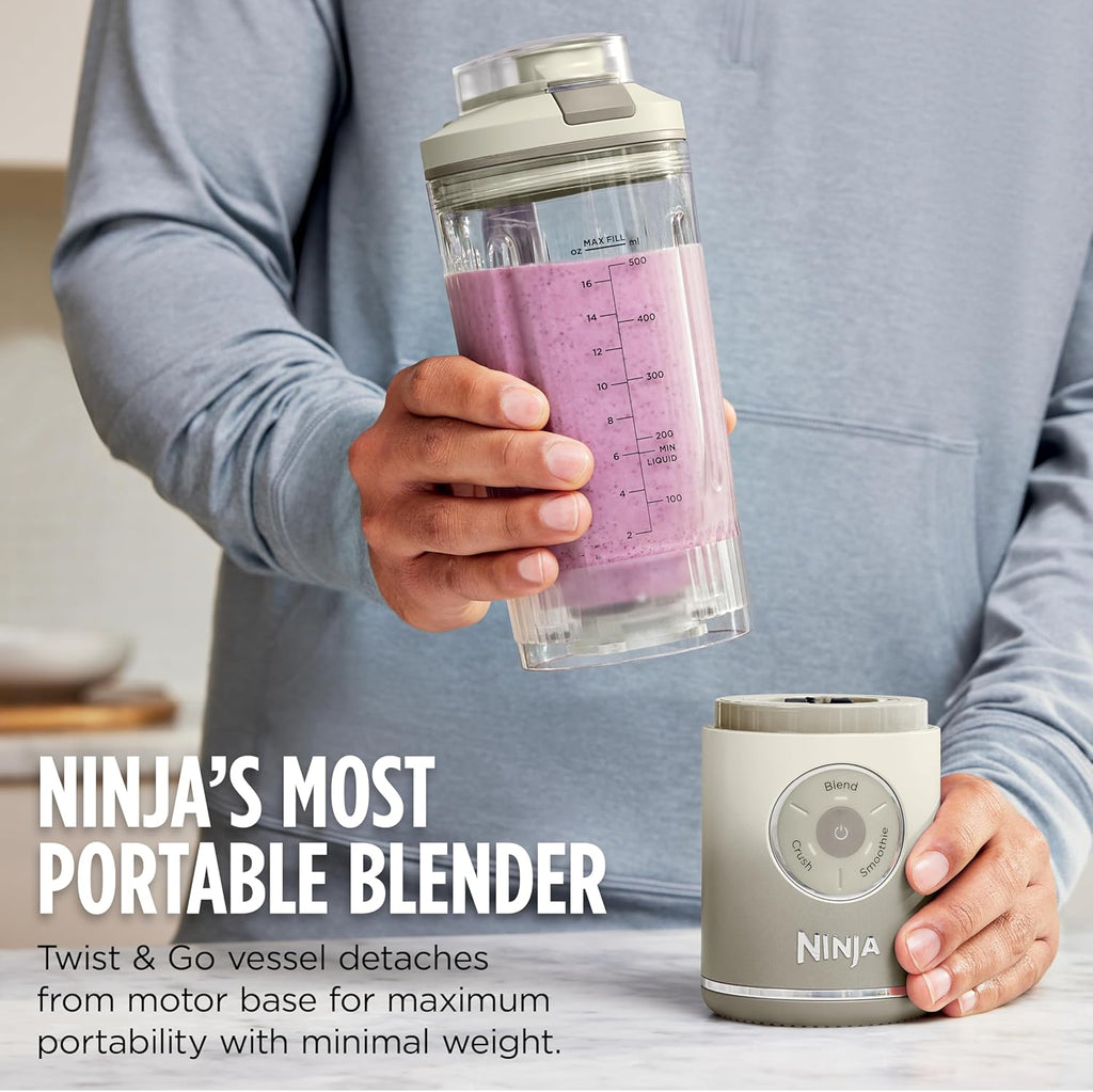 Ninja Blast Max, Portable Blender + Twist & Go, Personal Smoothie, Blend, Ice Crush, 3 Programs, Cordless, 22oz removable Vessel, Dishwasher Safe, Leakproof, Pink Lemon, BC251PK1