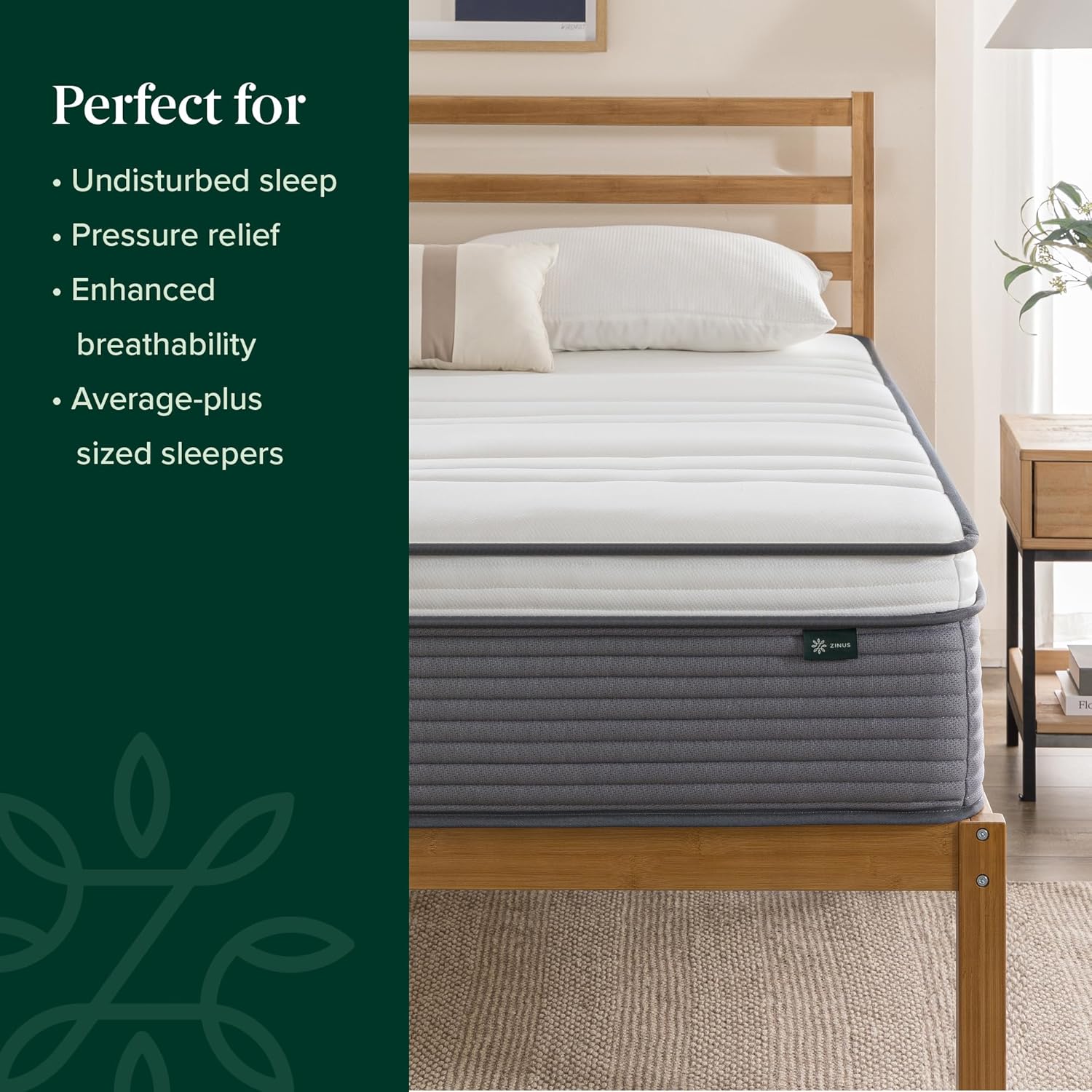 ZINUS 10 Inch True Support Hybrid Mattress [New Version], Queen, Fiberglass Free, Medium Feel, Motion Isolation, Certified Safe Foams & Fabric, Mattress in A Box
