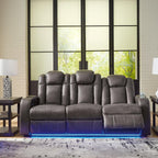 Signature Design by Ashley Fyne-Dyme Contemporary Power Reclining Sofa with USB Charging Ports and Adjustable Headrest, Brown