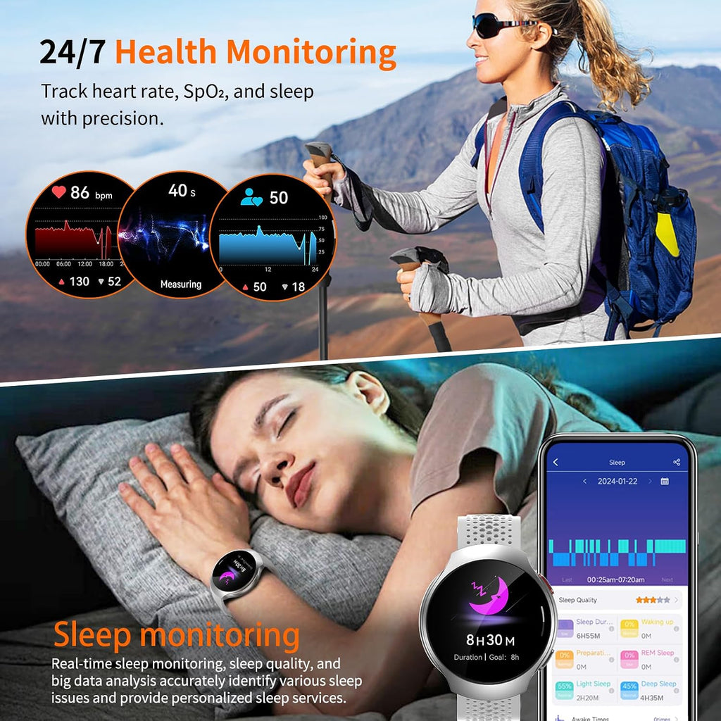2026 AI Smart Watch with GPT, 1.43" AMOLED Corning 8H Display, Bluetooth Calls, GPS Route Tracking, 5ATM Waterproof, 150+ Sports Modes, Heart Rate Sleep Monitor, Fitness Smartwatch for Android iOS