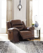 Signature Design by Ashley Stoneland Faux Leather Manual Pull Tab Rocker Recliner, Dark Brown