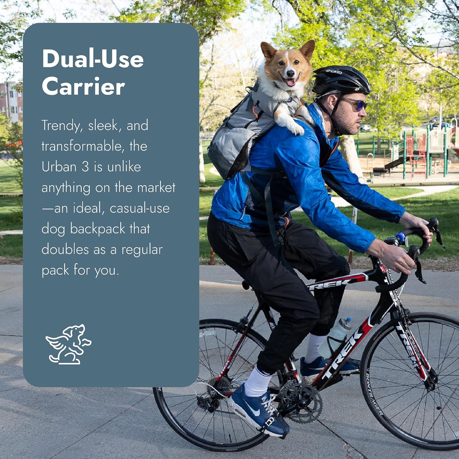 K9 Sport Sack Urban 3 - Medium, Concrete - Ideal for Dogs with 17-19” Back Length - Dual-Use, Backpack-Style Carrier + Everyday Pack