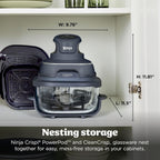 Ninja Crispi 4 in 1 Glass Air Fryer, 450°F, Non Toxic, 4QT and 6 Cup Containers with Lids, Dishwasher Safe, Cyberspace Gray, 1 Count, FN101GY
