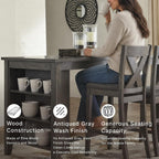 Signature Design by Ashley Caitbrook Dining Table, Counter Height Table With Shelves, Wood Construction In Antiqued Gray Wash, Space‑Saving For Small Rooms And Kitchens