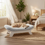 Muihood Elevated Wooden Dog Bed with Foam Mattress, Walnut, X-Large | Raised Dog Bed with Washable Cover, Supportive Foam Mattress, Perfect for X-Large Dogs and Indoor Living