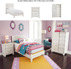 Signature Design by Ashley Paxberry Boho 5 Drawer Dressing Chest with Slider Door & 3 Adjustable Shelves, Whitewash