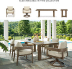 Signature Design by Ashley Serene Bay Outdoor Dining Table, Rust-Resistant Aluminum with Wood-Look Finish, 84-Inch Rectangular Patio Table with Umbrella Hole, Dark Brown