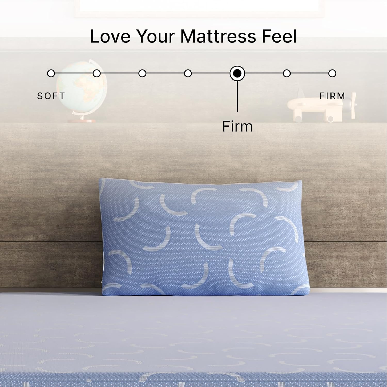 Signature Design by Ashley Full Size iKidz 7 Inch Firm Gel Memory Foam Mattress with Stretch Knit Cover & Pillow Included, Blue Ocean, Fiberglass-Free, Mattress in A Box