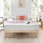 Mellow Naturalista Classic - 12 Inch Solid Wood Platform Bed with Wooden Slats, No Box Spring Needed, Easy Assembly, Queen, Pine