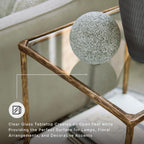 Signature Design by Ashley Ryandale Square Accent Table for Living Room, Sand‑Casted Aluminum Frame With Brass Finish, Glass Top and White Marble Shelf, 21" Size