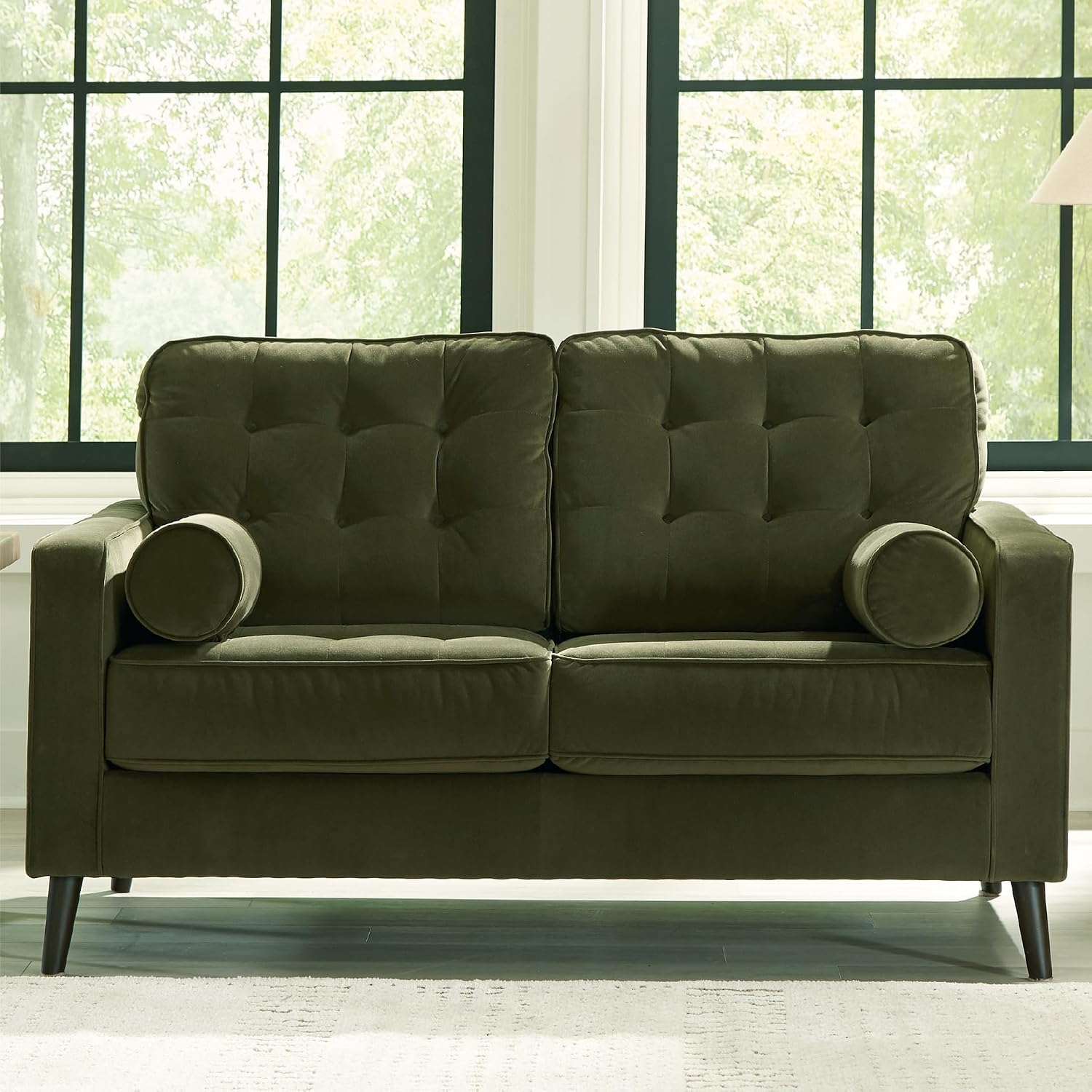 Signature Design by Ashley Reveon Lakes Contemporary Loveseat with Tufted Cushion and Removable Cushion, Green