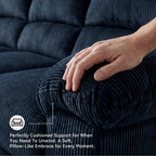 Signature Design by Ashley SimpleJoy Sofa, 83" Navy Blue Contemporary 3-Seater Couch, Soft Polyester Corduroy Fabric with Anti-Sag Platform Foundation, Living Room Furniture