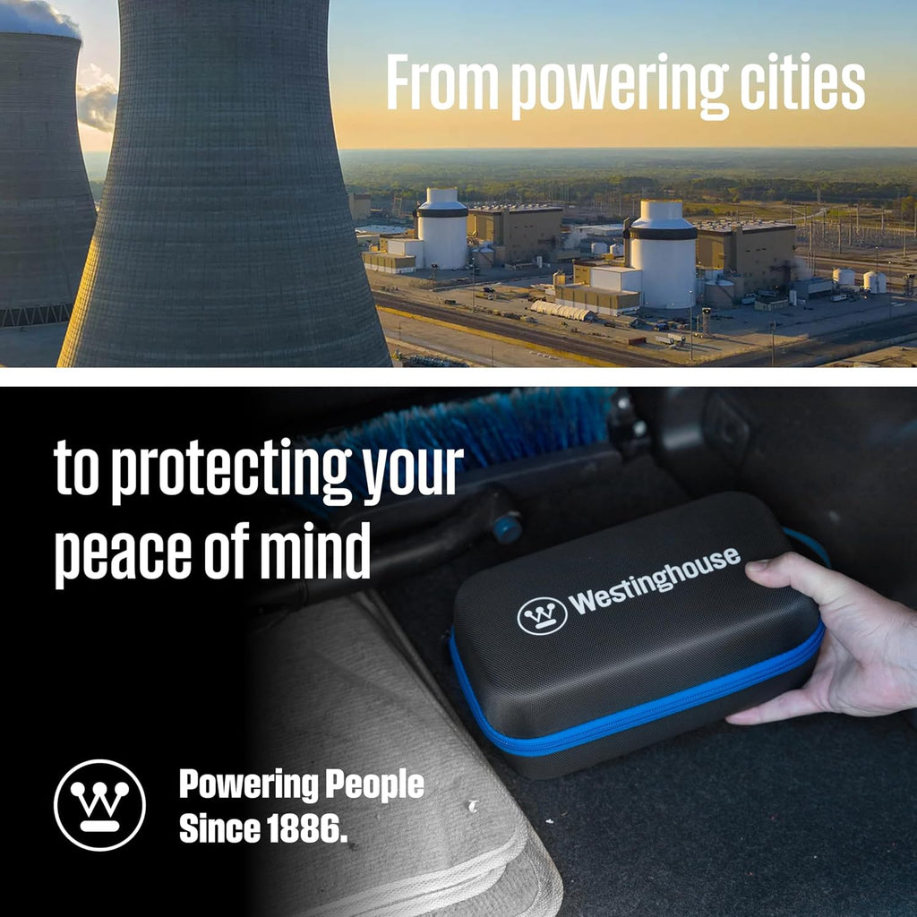 Westinghouse 4000A Portable Jump Starter & USB Power Bank - 12V Car Battery Booster Pack Jump Box for Up to 9.0L Gas & 7.0L Diesel Engines, Bright LED Flashlight, IP65 Rated Waterproof Housing