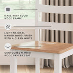 Signature Design by Ashley Gesthaven Counter Height Bar Stool, Set of 2, 24.25" Stools with Ladder Back, Solid Wood Frame, Contoured Mango Wood Veneer Seat, Kitchen Island Dining, Natural and White